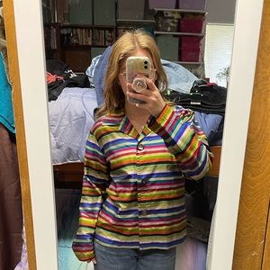Large chicos design rainbow dress shirt